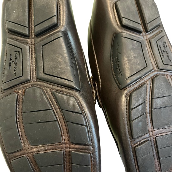 SALVATORE FERRAGAMO Plum Leather Driving Shoes Sz 8.5 EE, RETAIL $560 - Picture 14 of 14